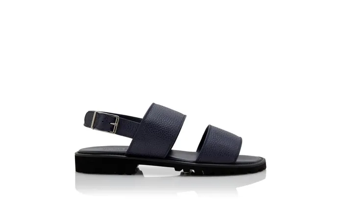 Men Sandals Manolo Blahnik STUDLAND Navy Blue Calf Leather Flat Sandals Men Sandals Manolo Blahnik STUDLAND Navy Blue Calf Leather Flat Sandals