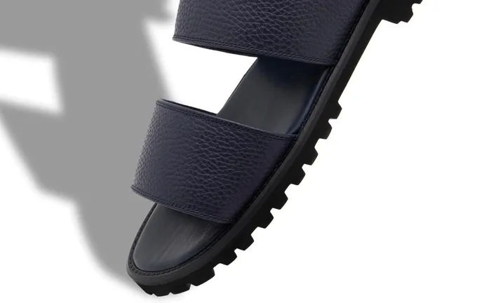 Men Sandals Manolo Blahnik STUDLAND Navy Blue Calf Leather Flat Sandals Men Sandals Manolo Blahnik STUDLAND Navy Blue Calf Leather Flat Sandals