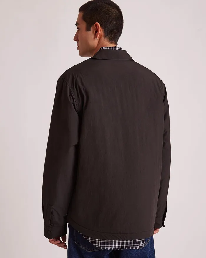 Men Saturdays NYC Outerwear Rhodes Nylon Padded Overshirt Black Men Saturdays NYC Outerwear Rhodes Nylon Padded Overshirt Black