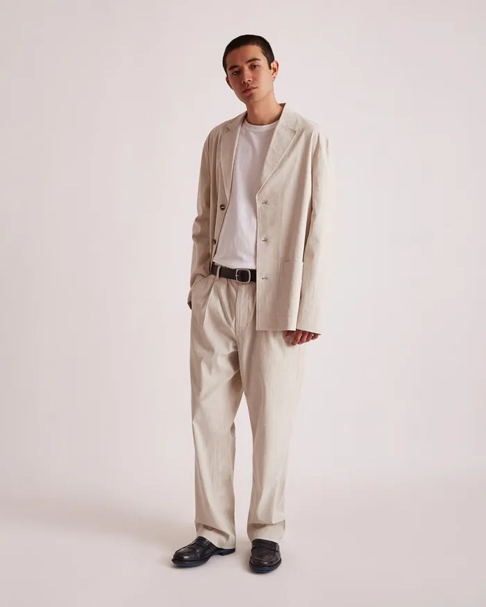 Men Saturdays NYC Pants Dean Linen Trouser Natural Men Saturdays NYC Pants Dean Linen Trouser Natural