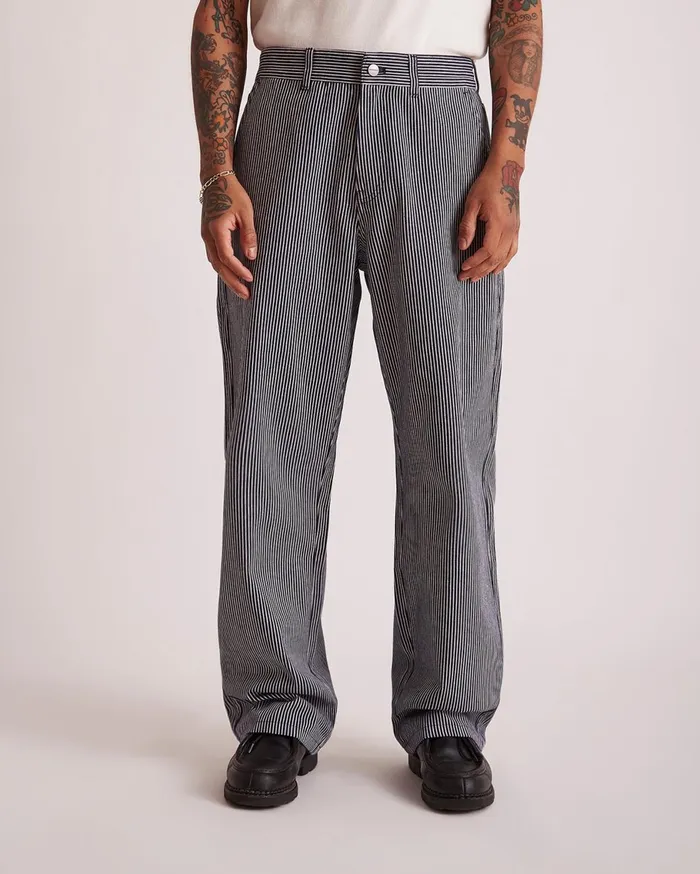 Men Saturdays NYC Pants George Stripe Cotton Twill Pant Ocean Men Saturdays NYC Pants George Stripe Cotton Twill Pant Ocean