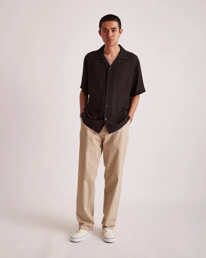 Men Saturdays NYC Shirts Canty Sheer Check SS Shirt Black Men Saturdays NYC Shirts Canty Sheer Check SS Shirt Black