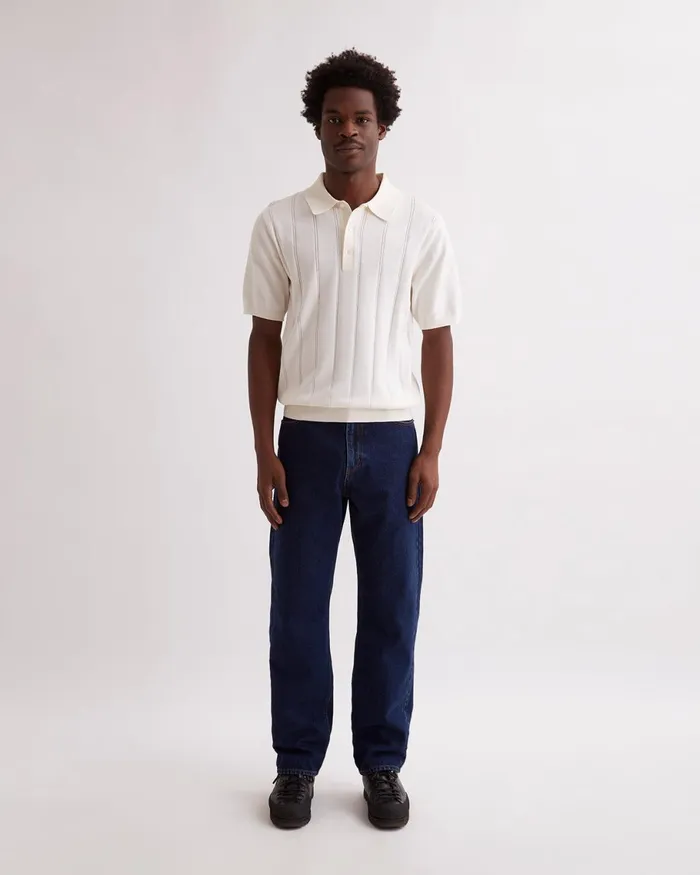 Men Saturdays NYC Shirts Jahmad Mini Cable Knit Polo Ivory Men Saturdays NYC Shirts Jahmad Mini Cable Knit Polo Ivory