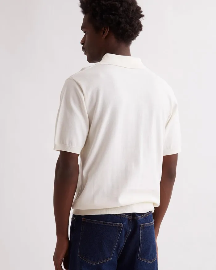 Men Saturdays NYC Shirts Jahmad Mini Cable Knit Polo Ivory Men Saturdays NYC Shirts Jahmad Mini Cable Knit Polo Ivory