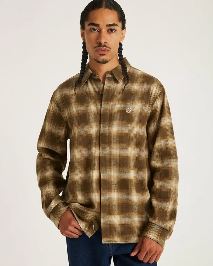 Men Saturdays NYC Shirts Mickey Cotton Linen Long Sleeve Shirt Coffeebean Men Saturdays NYC Shirts Mickey Cotton Linen Long Sleeve Shirt Coffeebean