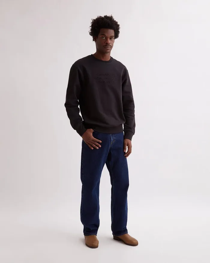 Men Saturdays NYC Sweatshirts and Sweatpants Bowery International Crew Black Men Saturdays NYC Sweatshirts and Sweatpants Bowery International Crew Black