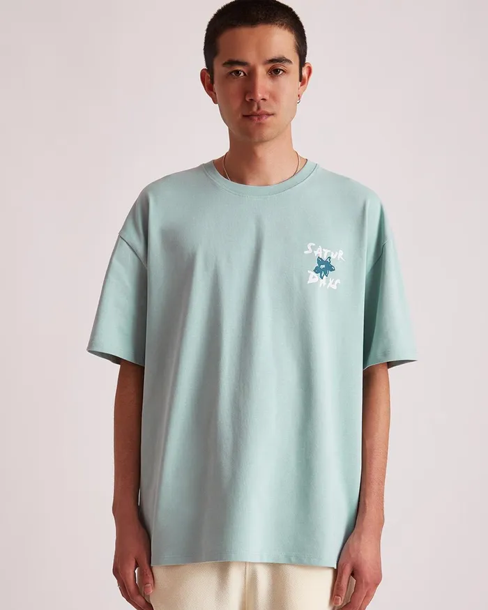 Men Saturdays NYC Tees Flower Relaxed SS Tee Canalblue Men Saturdays NYC Tees Flower Relaxed SS Tee Canalblue