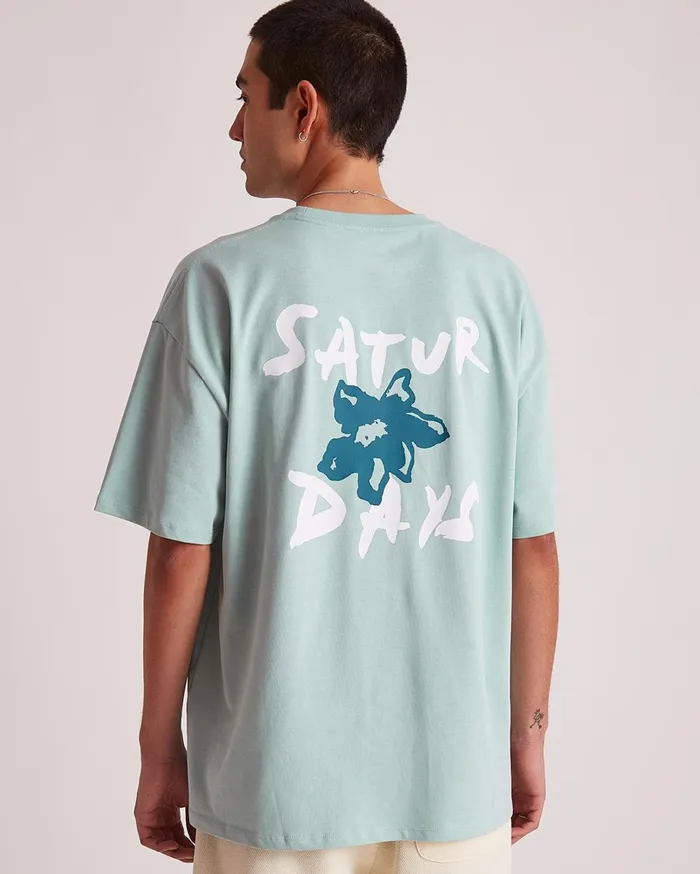 Men Saturdays NYC Tees Flower Relaxed SS Tee Canalblue Men Saturdays NYC Tees Flower Relaxed SS Tee Canalblue