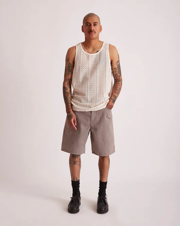 Men Saturdays NYC Tees Gabriel Cotton Lace Tank Ivory