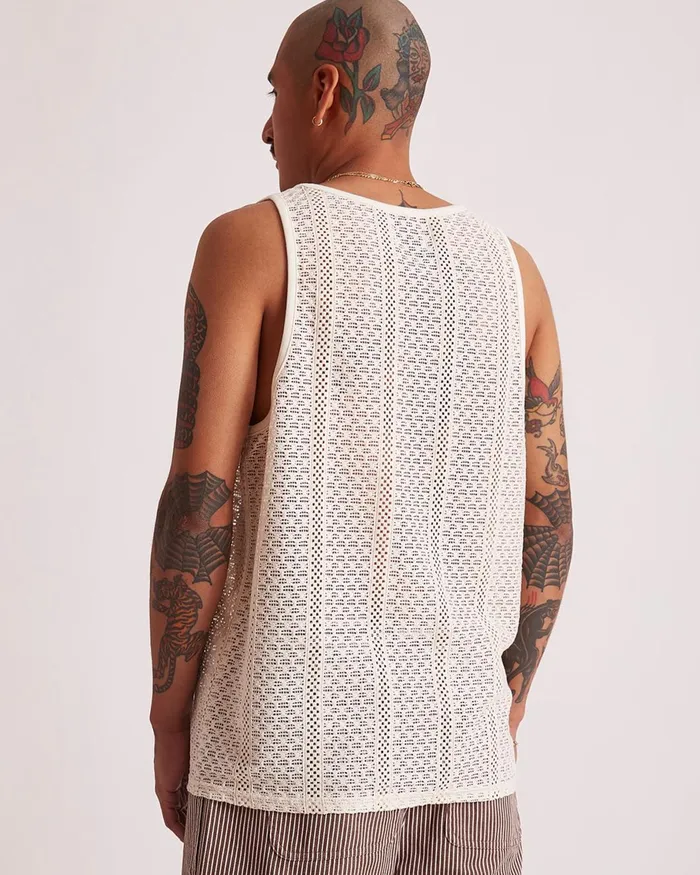 Men Saturdays NYC Tees Gabriel Cotton Lace Tank Ivory