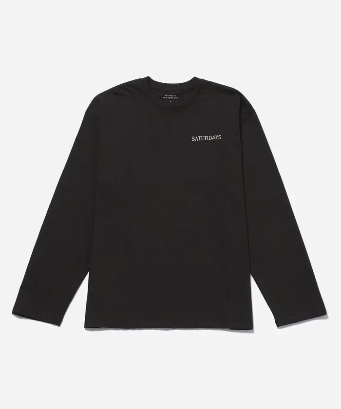Men Saturdays NYC Tees New York Brushed Relaxed Fit LS Tee Black Men Saturdays NYC Tees New York Brushed Relaxed Fit LS Tee Black