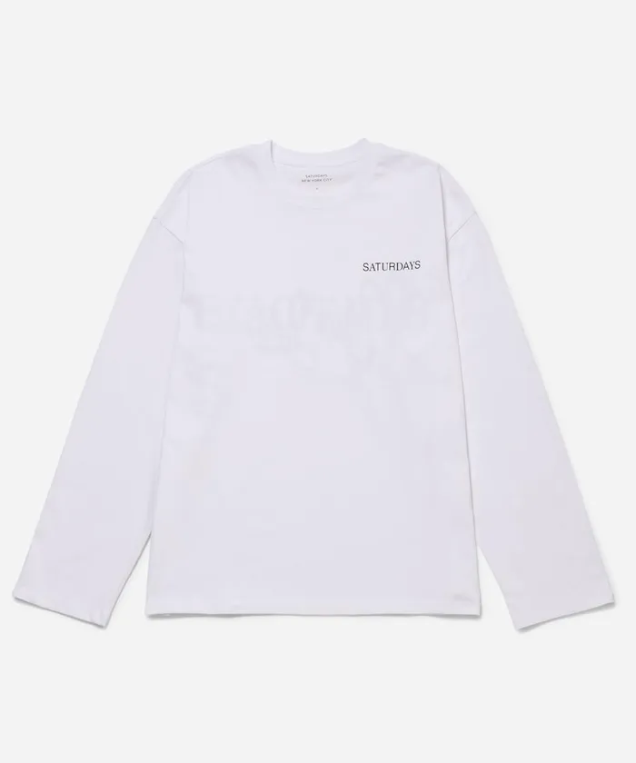 Men Saturdays NYC Tees New York Brushed Relaxed Fit LS Tee White Men Saturdays NYC Tees New York Brushed Relaxed Fit LS Tee White