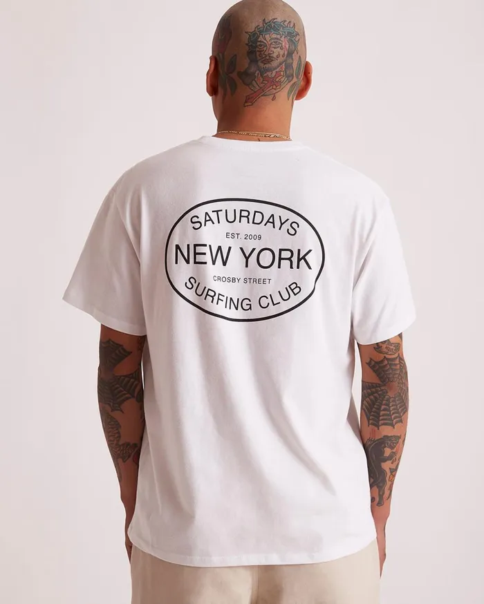 Men Saturdays NYC Tees Surfing Club Standard SS Tee White Men Saturdays NYC Tees Surfing Club Standard SS Tee White