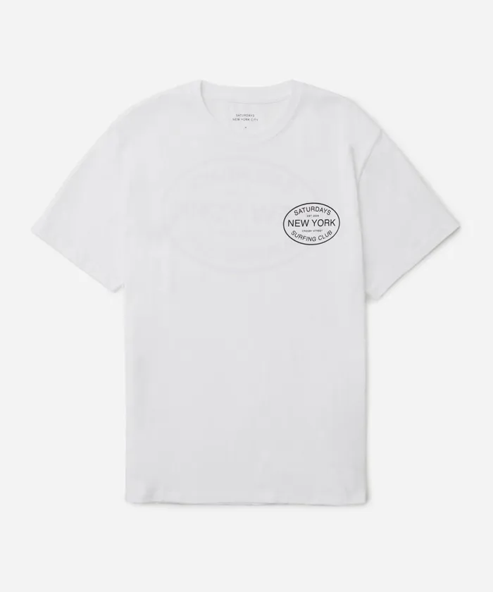 Men Saturdays NYC Tees Surfing Club Standard SS Tee White Men Saturdays NYC Tees Surfing Club Standard SS Tee White