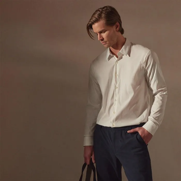 Men Shirting James Perse Matte Stretch Poplin Dress Shirt White