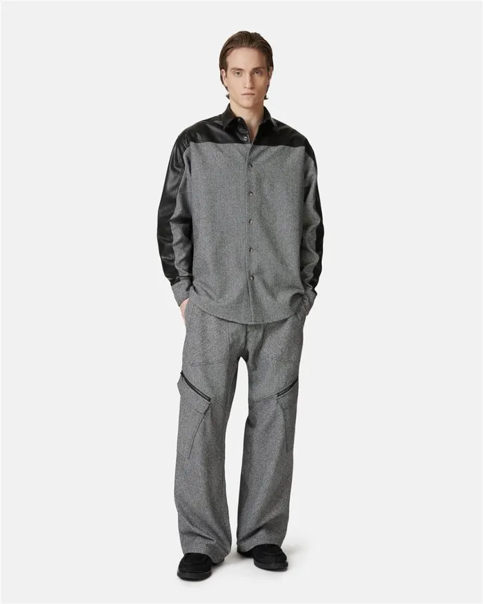Men SHIRTS Iceberg Relaxed Fit Shirt In A Mix Of Fabrics Men SHIRTS Iceberg Relaxed Fit Shirt In A Mix Of Fabrics