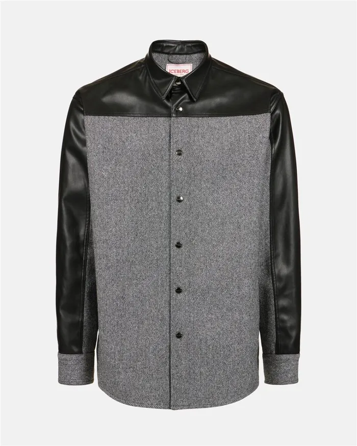 Men SHIRTS Iceberg Relaxed Fit Shirt In A Mix Of Fabrics Men SHIRTS Iceberg Relaxed Fit Shirt In A Mix Of Fabrics