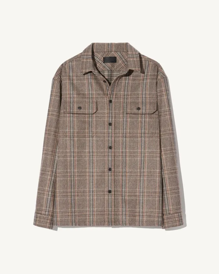 Men Shirts Nili Lotan EVANDER SHIRT Sand Plaid