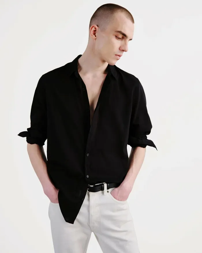 Men Shirts Nili Lotan VITUS SHIRT Black