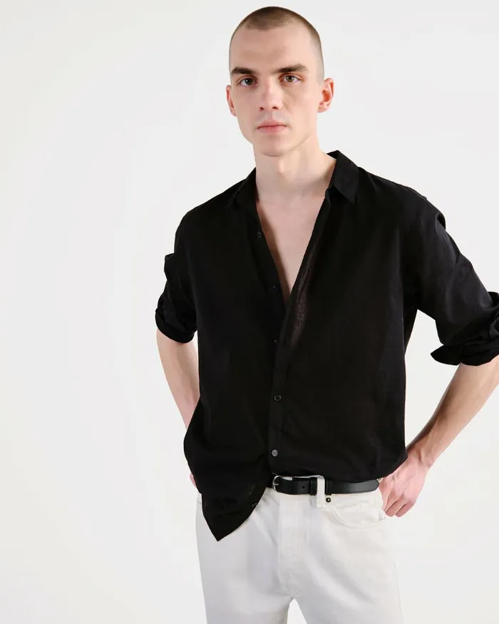 Men Shirts Nili Lotan VITUS SHIRT Black