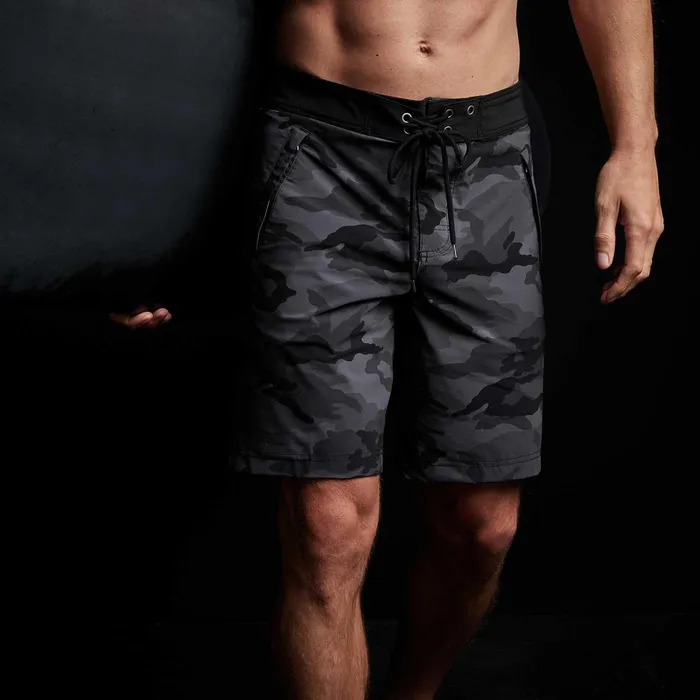 Men Shorts James Perse Camo Zip Pocket Boardshort Black Sea Camoblack