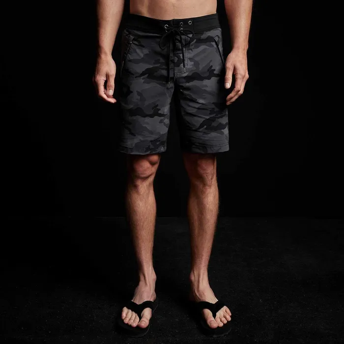 Men Shorts James Perse Camo Zip Pocket Boardshort Black Sea Camoblack