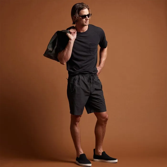 Men Shorts James Perse Parachute Flight Short Black