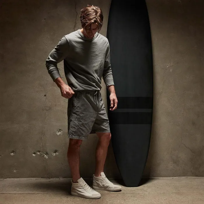 Men Shorts James Perse Textured Relaxed Short Silver Grey Pigment