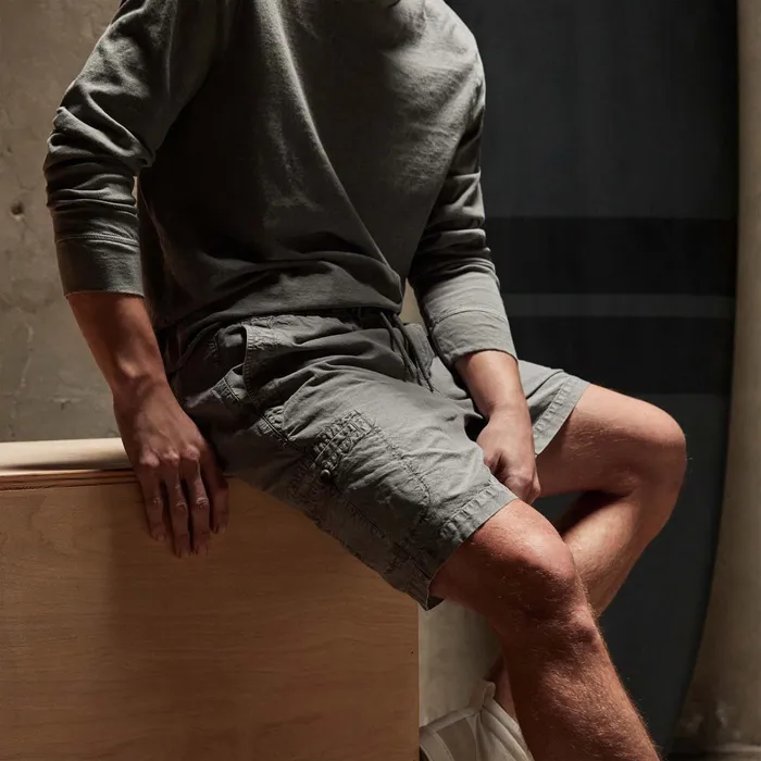 Men Shorts James Perse Textured Relaxed Short Silver Grey Pigment
