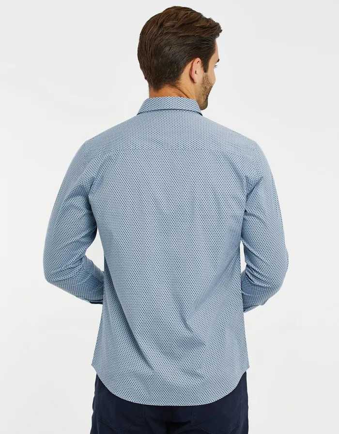 Men Sky Blue Geometric Print Long Sleeve Shirt Sky Blue Threadbare Shirts Men Sky Blue Geometric Print Long Sleeve Shirt Sky Blue Threadbare Shirts