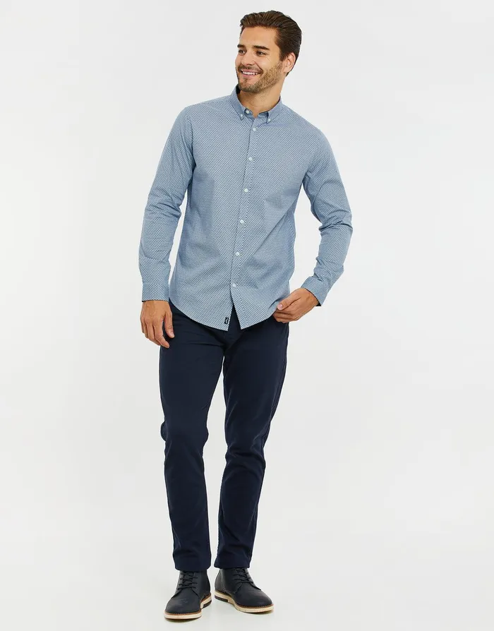 Men Sky Blue Geometric Print Long Sleeve Shirt Sky Blue Threadbare Shirts Men Sky Blue Geometric Print Long Sleeve Shirt Sky Blue Threadbare Shirts