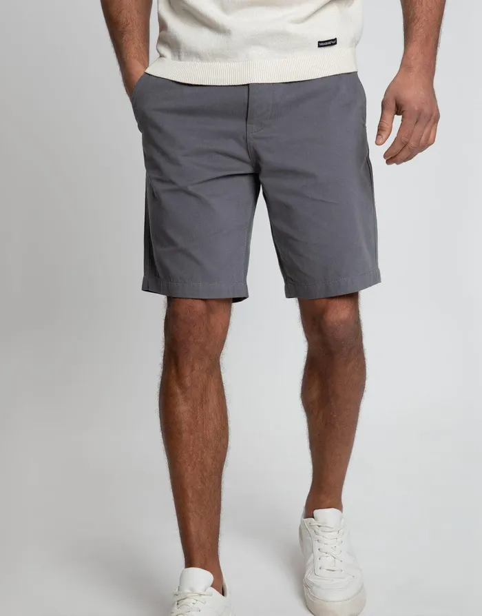 Men Slate Cotton Chino Shorts Slate Threadbare Shorts