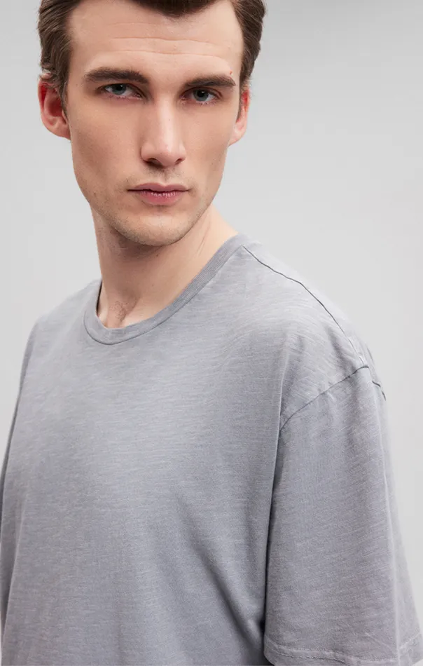 Men Slub Crew Neck TShirt In Silver Filigree Mavi Jeans TShirts Men Slub Crew Neck TShirt In Silver Filigree Mavi Jeans TShirts
