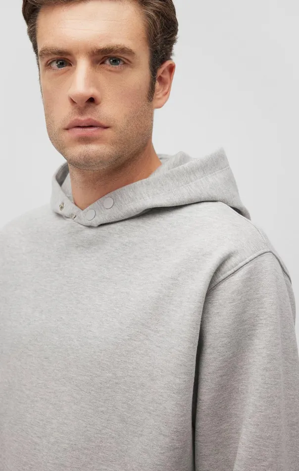 Men SnapButton Hoodie In Light Grey Melange Mavi Jeans Loungewear Men SnapButton Hoodie In Light Grey Melange Mavi Jeans Loungewear