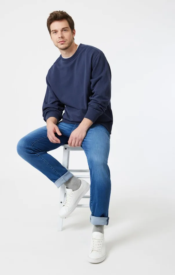 Men Steve Athletic Fit In Dark Brushed Supermove Mavi Jeans Denim