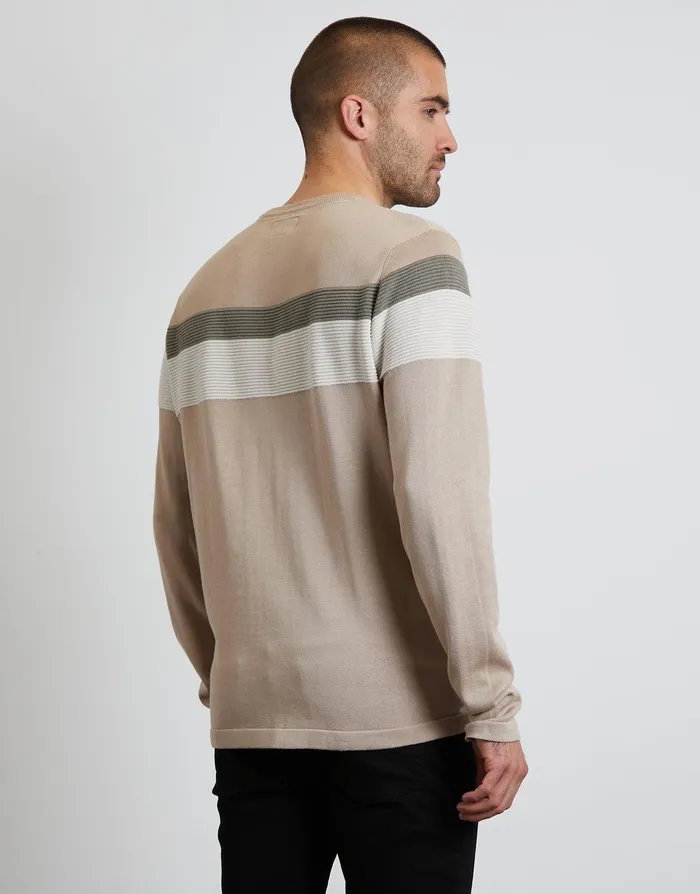 Men Stone Colourblock Jumper Stone Threadbare Knitwear Men Stone Colourblock Jumper Stone Threadbare Knitwear