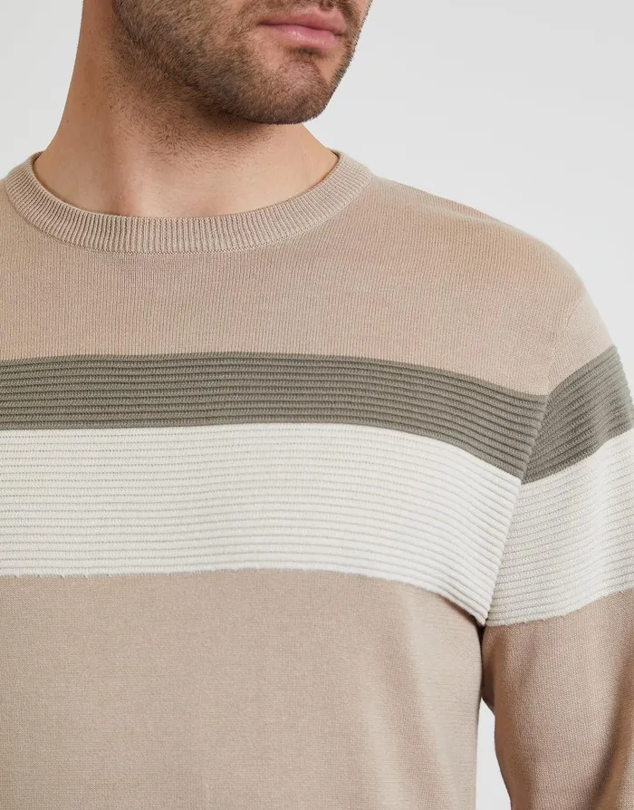 Men Stone Colourblock Jumper Stone Threadbare Knitwear Men Stone Colourblock Jumper Stone Threadbare Knitwear