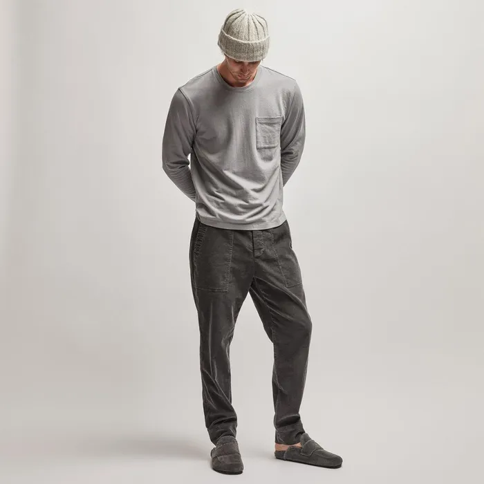 Men Sweat TopsBottoms James Perse French Terry Pocket Crew Silver Grey