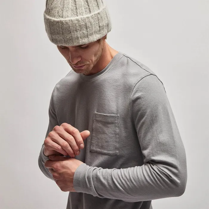 Men Sweat TopsBottoms James Perse French Terry Pocket Crew Silver Grey