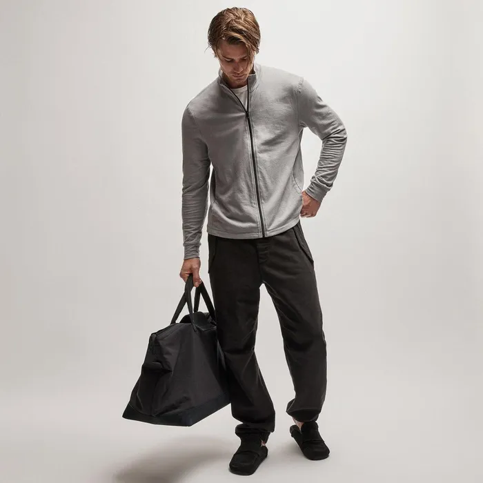 Men Sweat TopsBottoms James Perse French Terry Zip Up Silver Grey
