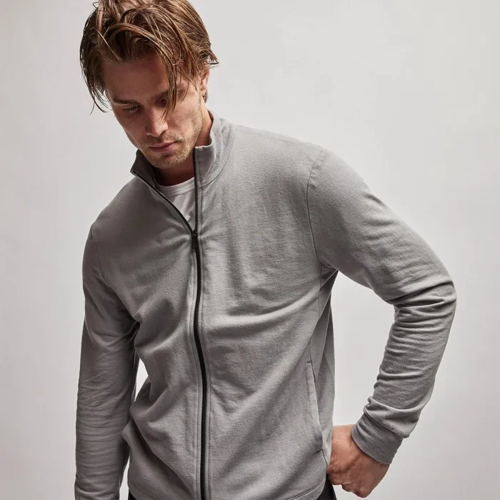 Men Sweat TopsBottoms James Perse French Terry Zip Up Silver Grey