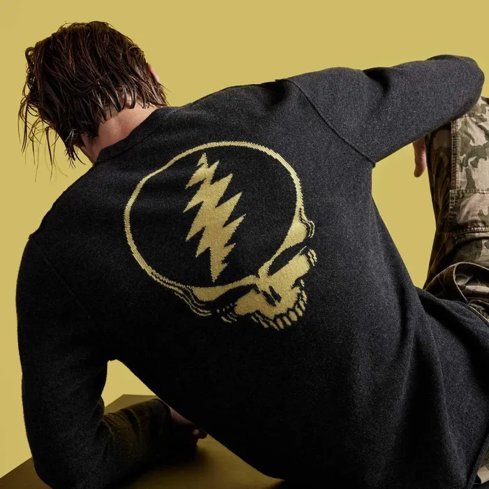 Men Sweaters James Perse Grateful Dead Recycled Cashmere Sweater Anthracite