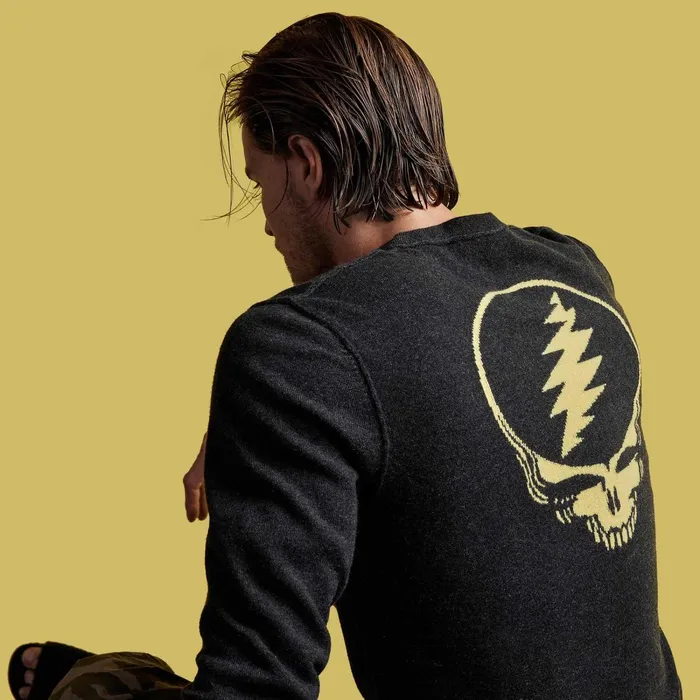 Men Sweaters James Perse Grateful Dead Recycled Cashmere Sweater Anthracite