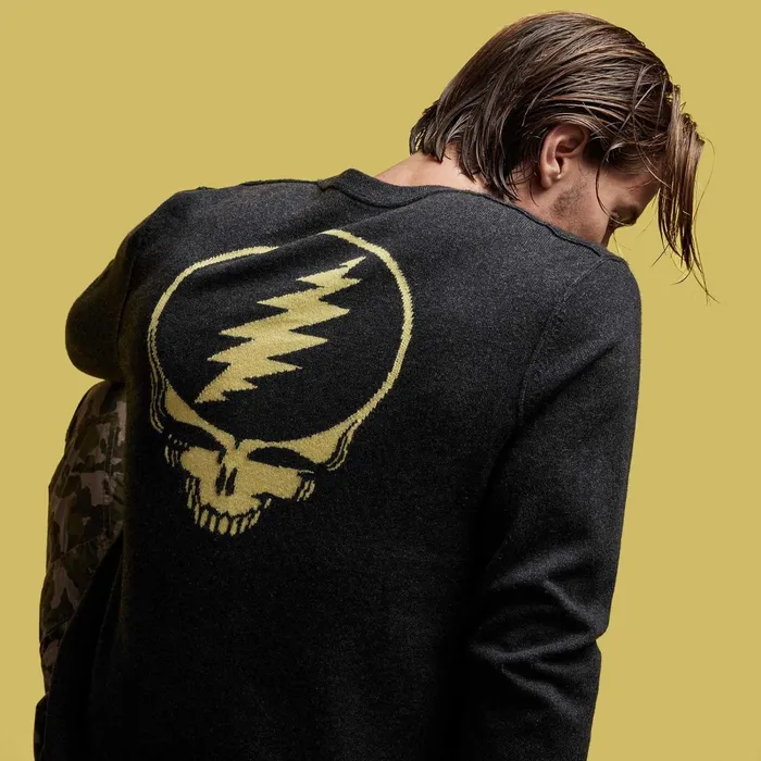 Men Sweaters James Perse Grateful Dead Recycled Cashmere Sweater Anthracite
