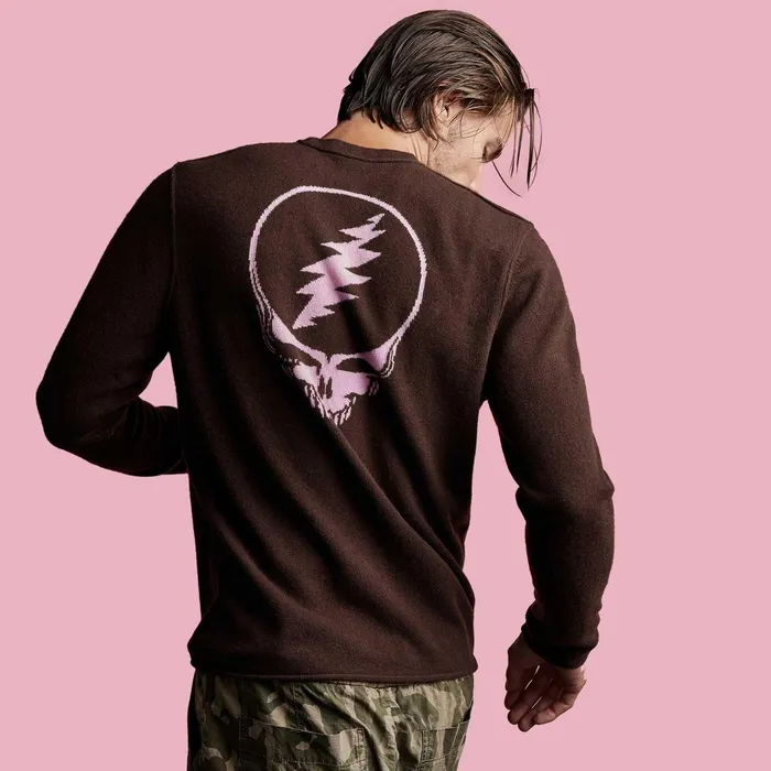 Men Sweaters James Perse Grateful Dead Recycled Cashmere Sweater Black Cherry