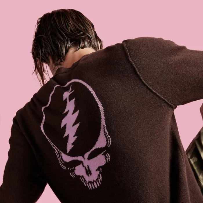 Men Sweaters James Perse Grateful Dead Recycled Cashmere Sweater Black Cherry