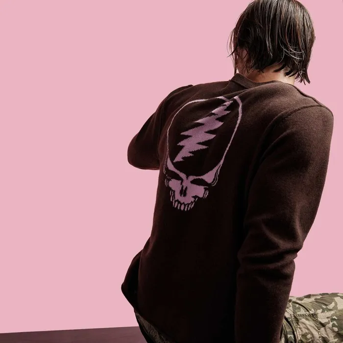 Men Sweaters James Perse Grateful Dead Recycled Cashmere Sweater Black Cherry