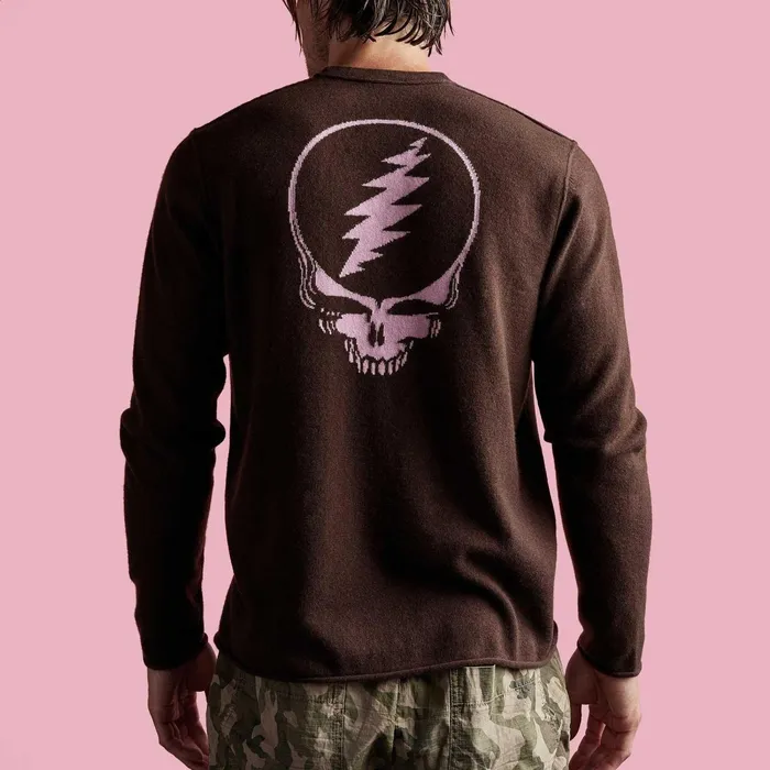 Men Sweaters James Perse Grateful Dead Recycled Cashmere Sweater Black Cherry