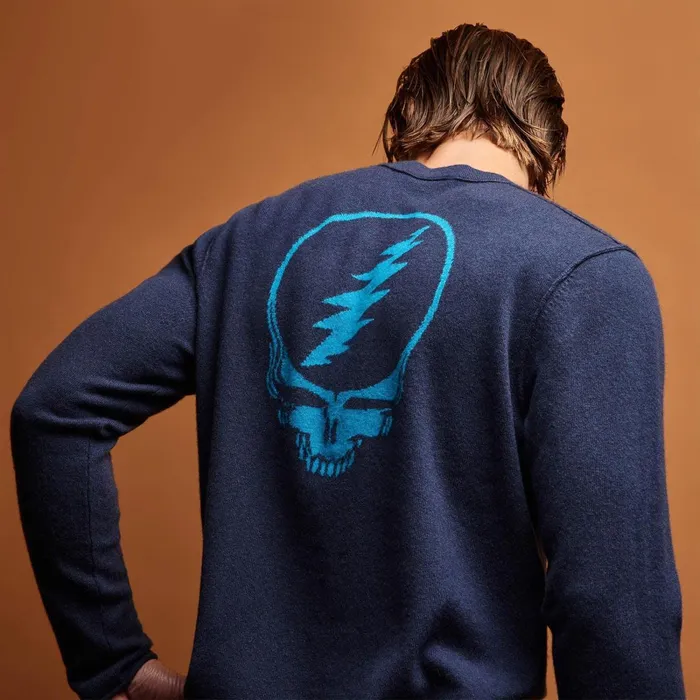 Men Sweaters James Perse Grateful Dead Recycled Cashmere Sweater Prussian Teal