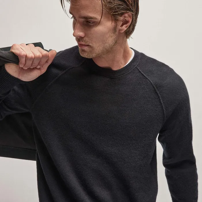Men Sweaters James Perse Recycled Cashmere Raglan Black